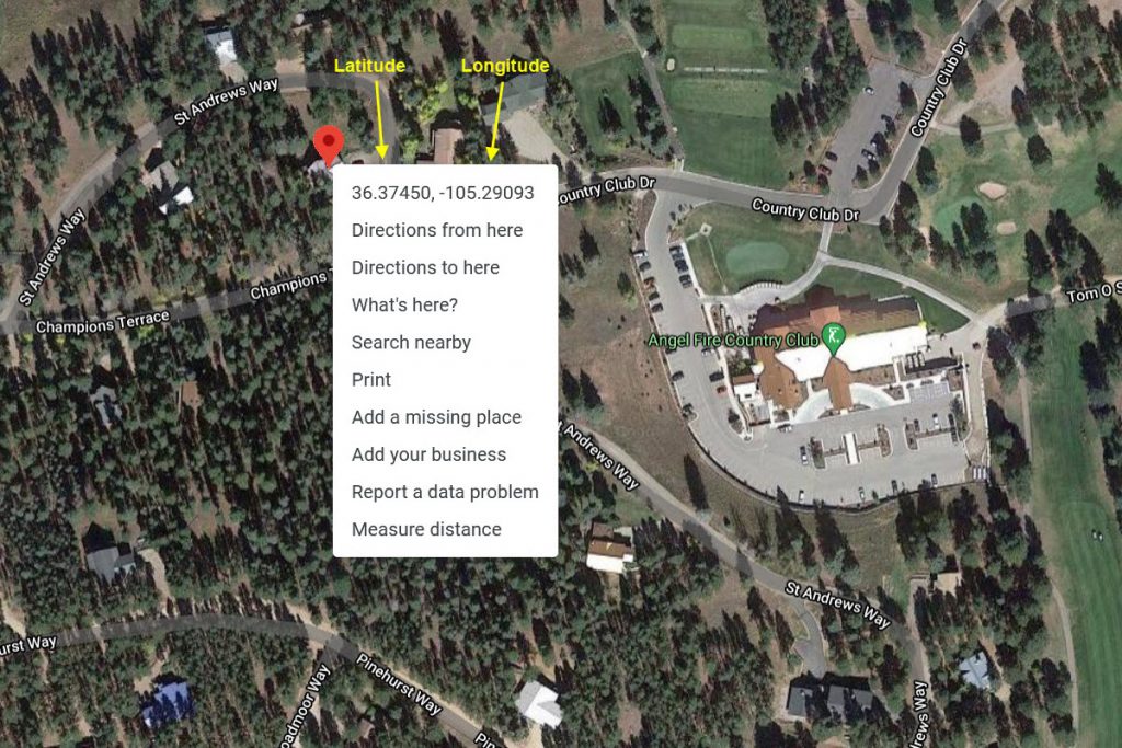 Latitude and Longitude Coordinate Map - Aerial View Example