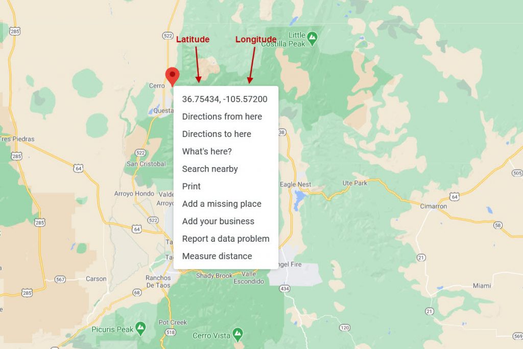 Latitude and Longitude Coordinate Map - Street View Example